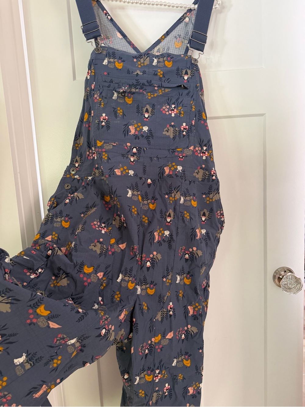 Duluth Trading Co Floral and chicken Navy Overalls - Picture 4 of 11